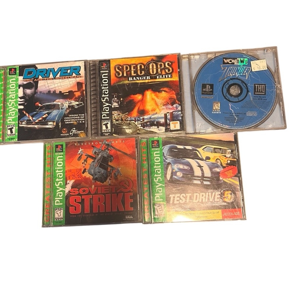 PS1 Game Lot Driver, Soviet Strike, Test Drive 5, Spec Ops, WCW/NWO Thunder